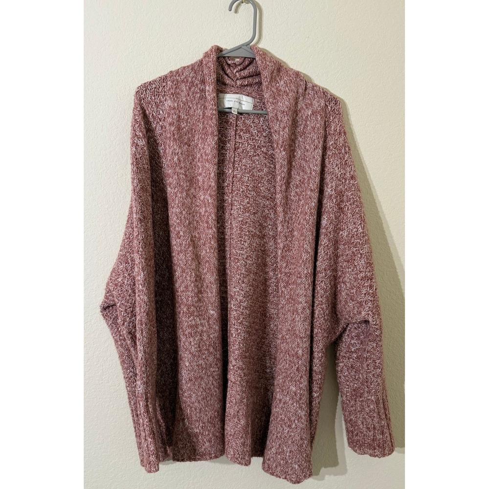 Anthropologie Angel of the North Pink Speckled Knit Shawl Cardigan Sweater Sz M